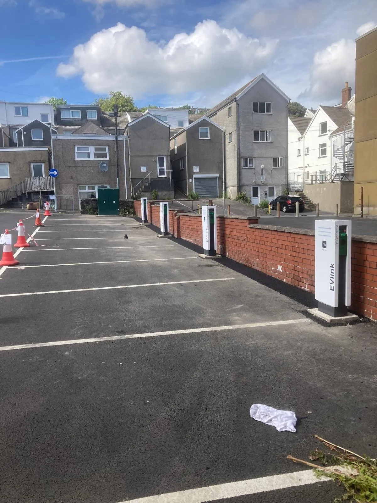 Car park groundworks beside a new development