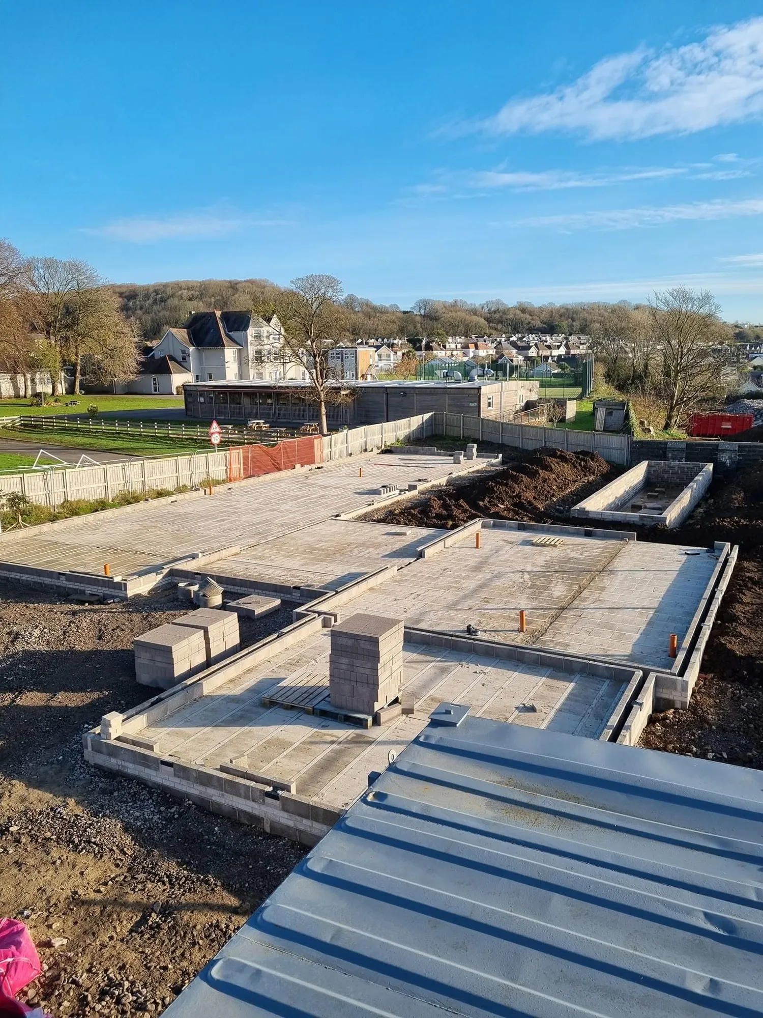 Completed ground floor slabs and footings viewed from above